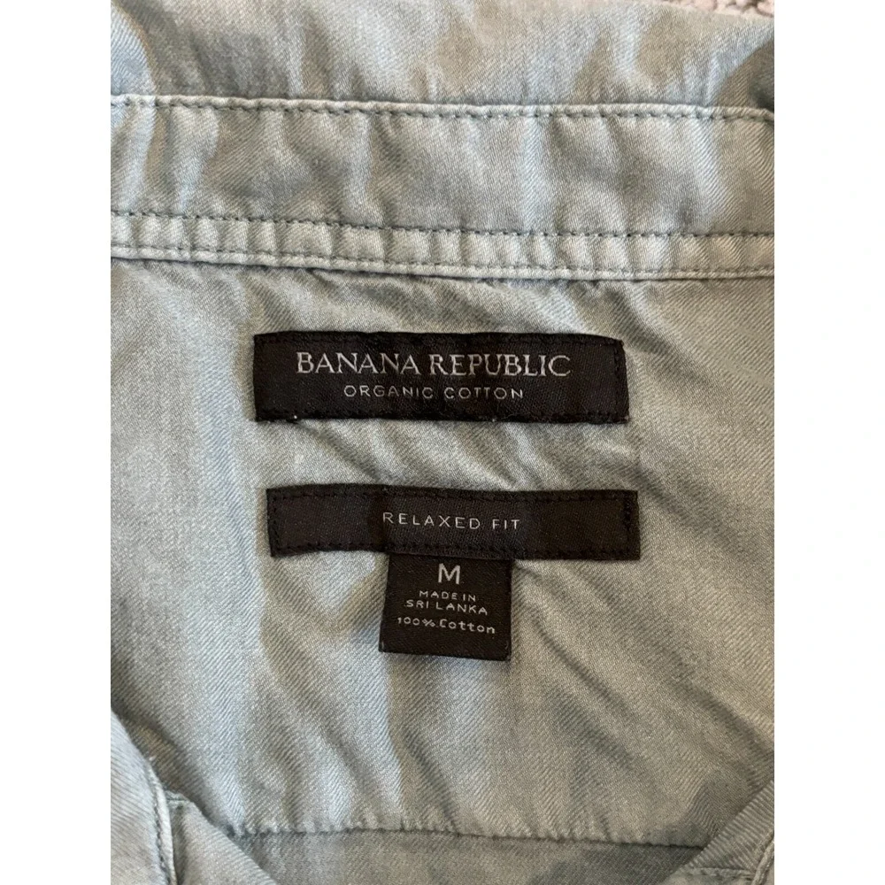Banana Republic Mens Medium Green Relaxed Fit Organic Cotton Pique Polo Shirt